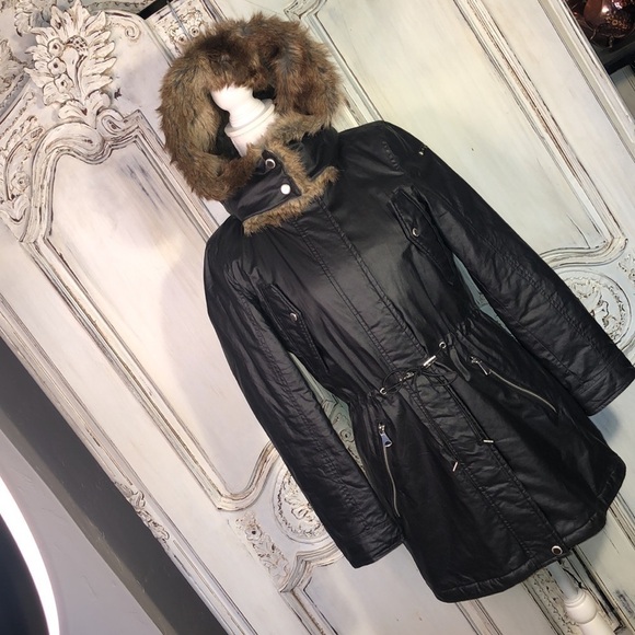 Marc New York by Andrew Mark Black Moisture Shed Faux Fur Lined Hoodie Jacket - Picture 2 of 16